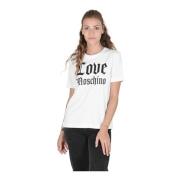 Wit Katoenen T-Shirt Love Moschino , White , Dames