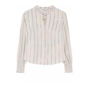 Carmen Shirt met Smock Manchetten Gustav , White , Dames