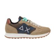 Beige Sneakers Bicolor Leer Textiel Sun68 , Beige , Heren