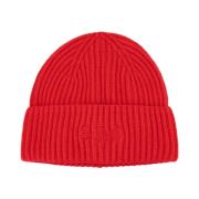 Gebreide Beanie Muts met Logo Versiering MC2 Saint Barth , Red , Dames