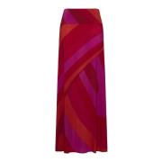 Abstract Print Lange Rok Emilio Pucci , Red , Dames