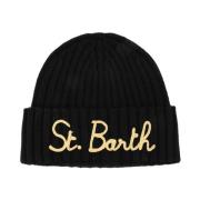 Gebreide Beanie met Iconisch Logo MC2 Saint Barth , Black , Dames