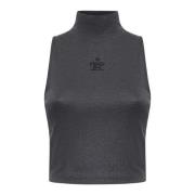 Grijze Geribbelde Gebreide Tanktop Fendi , Gray , Dames