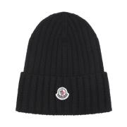 Virgin Wool Hat in Zwart Moncler , Black , Dames