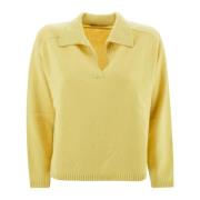 Merino Wol Polo Trui Geel Kangra , Yellow , Dames