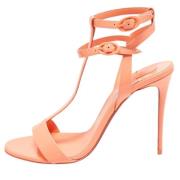 Pre-owned Leather sandals Christian Louboutin Pre-owned , Orange , Dam...