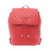 Pre-owned Leather backpacks Chanel Vintage , Red , Dames