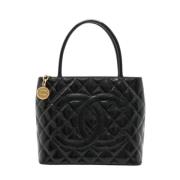 Pre-owned Leather totes Chanel Vintage , Black , Dames