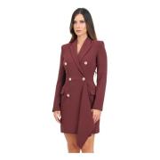 Bordeaux Kort Jurk met Gerimpelde Draperie Elisabetta Franchi , Brown ...