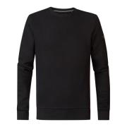 Heren Ronde Hals Sweater Zwart Petrol , Black , Heren