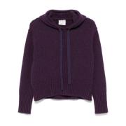 Paarse wollen gebreide hoodie trui Forte Forte , Purple , Dames