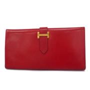 Pre-owned Leather wallets Hermès Vintage , Red , Dames