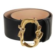 Zwart Kalfsleer Slang Gesp Riem Alexander McQueen , Black , Dames