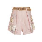 Bloemen Roze & Paarse Linnen Shorts Zimmermann , Multicolor , Dames