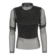 Zwarte Mesh Strass Sweater Aw24 Max Mara , Black , Dames