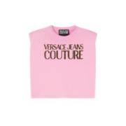 Mouwloze Roze Top met Gewatteerde Schouders Versace Jeans Couture , Pi...