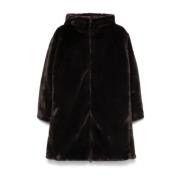 Yelena Faux Fur Hooded Jacket Bruin Save The Duck , Black , Dames