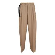 Chique Blauwe Wollen Broek Jil Sander , Brown , Dames