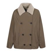 Bruine Shearling Kraag Donsjas Brunello Cucinelli , Brown , Dames