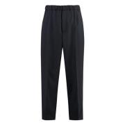 Polyester Cropped Broek met Achterzakken Jil Sander , Blue , Heren