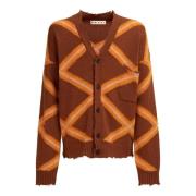 Geometrische Bruine Trui Marni , Brown , Heren