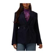 Midnight Blue Gestreepte Blazer Pom Amsterdam , Blue , Dames