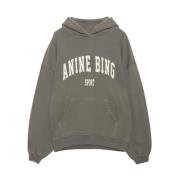 Vintage Oversized Hoodie in Stoffig Olijf Anine Bing , Green , Dames