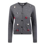 Gebreid Vest met Rozenapplicatie en Bloemendetails Msgm , Gray , Dames