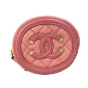 Pre-owned Leather wallets Chanel Vintage , Pink , Dames