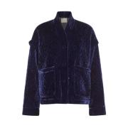 Zijden en viscose oversized bomber blouson Momoni , Blue , Dames