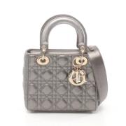 Pre-owned Leather dior-bags Dior Vintage , Gray , Dames