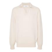 Beige Sweater Geborsteld Gebreid Polokraag Laneus , Beige , Heren