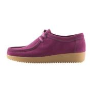 Donkerbessen Suède Veterschoenen Nature Footwear , Purple , Dames