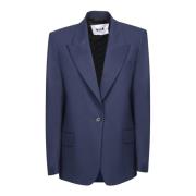 Blauwe Jas Damesmode Stijl Msgm , Blue , Dames