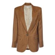 Bruine Blazer Jas voor Vrouwen Forte Forte , Brown , Dames