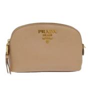 Pre-owned Leather pouches Prada Vintage , Beige , Dames