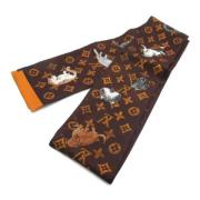 Pre-owned Silk scarves Louis Vuitton Vintage , Brown , Dames