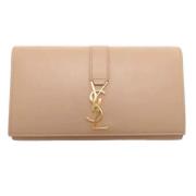 Pre-owned Leather wallets Yves Saint Laurent Vintage , Beige , Dames