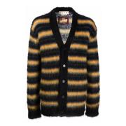 Gestreepte Mohair Cardigan Zwart Marni , Black , Heren