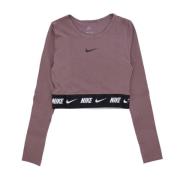 Korte Mouw Crop Top Pruim Eclipse/Zwart Nike , Purple , Dames