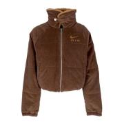 Ribfluwelen Winterjas Bruin Sportkleding Nike , Brown , Dames