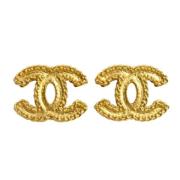 Pre-owned Metal earrings Chanel Vintage , Yellow , Dames