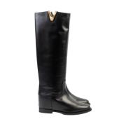 Zwarte hoge laarzen met V-detail Via Roma 15 , Black , Dames