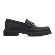 Zwarte platte loafers met Gancini gesp Salvatore Ferragamo , Black , H...