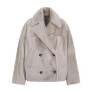 Luxe Faux Fur Shearling Jas Yves Salomon , Gray , Dames