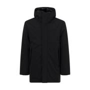 Zwarte parka met capuchon en rits People of Shibuya , Black , Heren