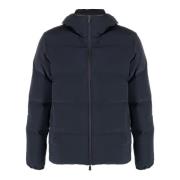 Blauwe Winterjas met Gestreept Quilten Herno , Blue , Heren