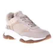 Trainers in beige leather and suede Baldinini , Beige , Dames