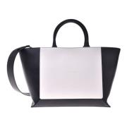 Leather handbag in black and white Baldinini , White , Dames