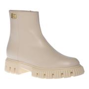 Combat boots in vanilla leather Baldinini , Beige , Dames